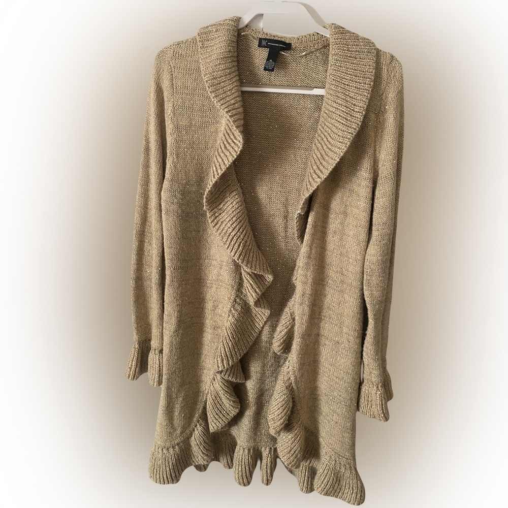Sparkly Gold/Tan INC Cardigan - Picture 6 of 7